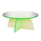 Saltoro Sherpi 30 Inch Round Coffee Table, Clear Acrylic, Contemporary, Glossy Green-